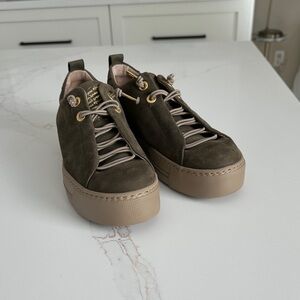 Paul Green Khaki Sneakers with Beige Soles NWOT